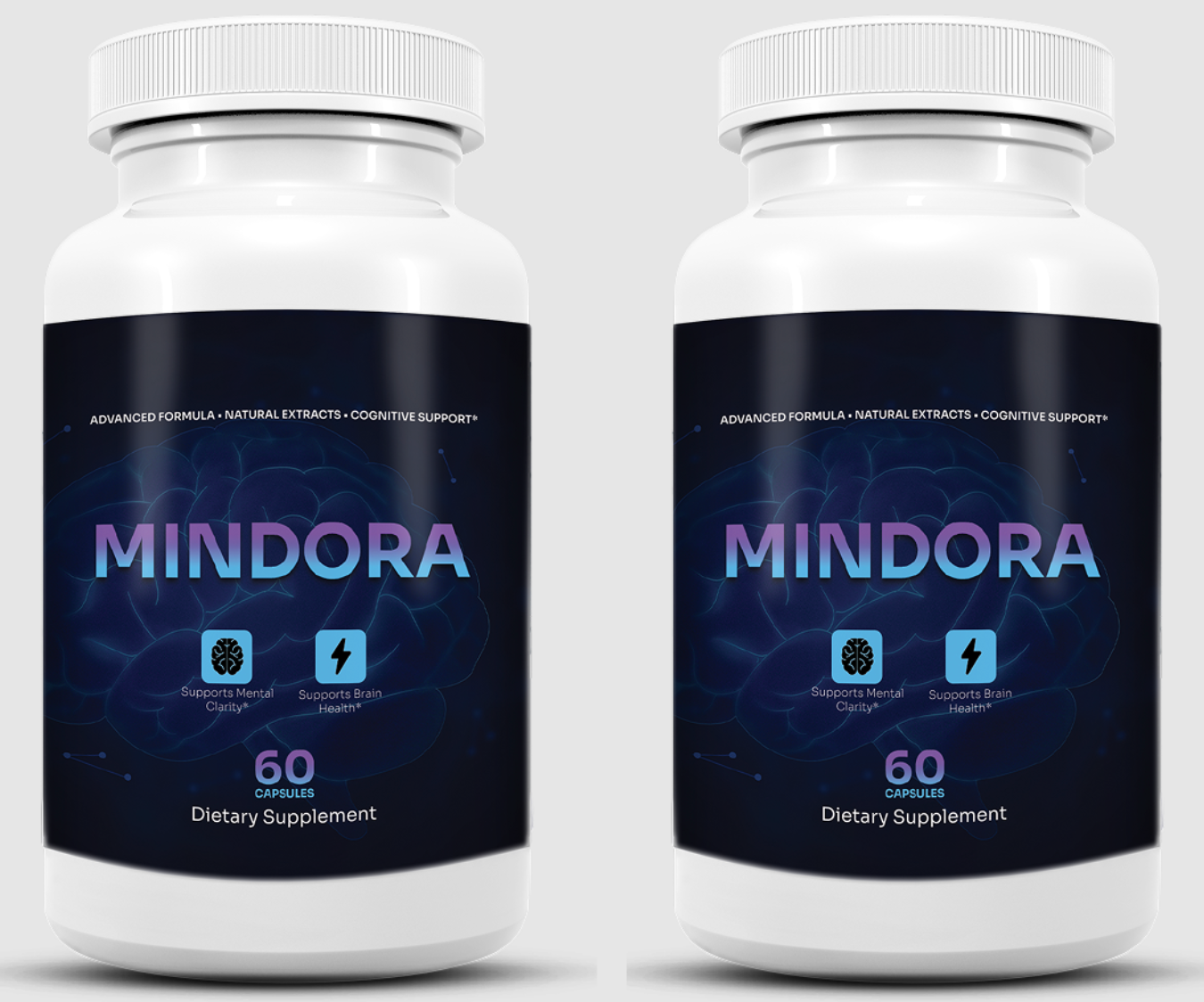 Mindora Brain nootropic supplement bottle — 60 capsules